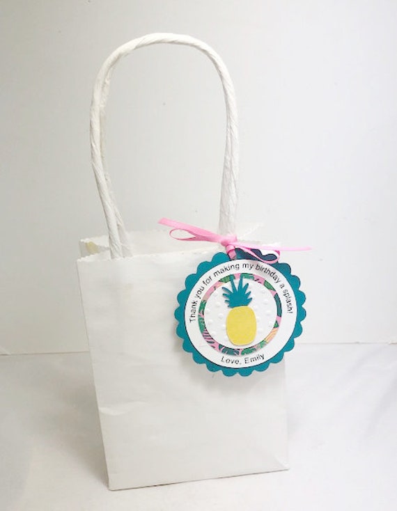 Pineapple 1st Birthday Personalized Thank You Favor Bag Tags, Set of 12, Summer Party Luau Decor Il_570xn