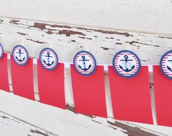 Nautical Photo Clips, Set of 13, Baby Toddler Boy First Birthday Little Sailor Anchor Party Decor, 1st Year Yearly Picture Memory Banner