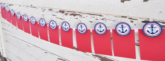 Nautical Photo Clips, Set of 13, Baby Toddler Boy First Birthday Little Sailor Anchor Party Decor, 1st Year Yearly Picture Memory Banner Il_570xn