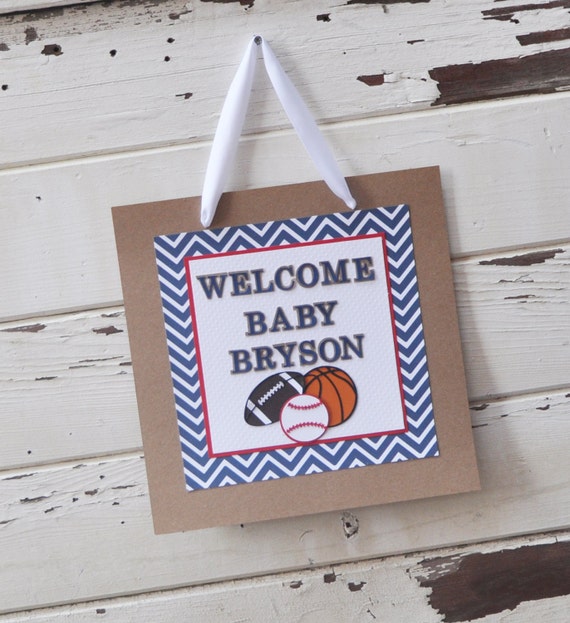 Sports Themed Welcome Door Sign, Baby Shower Boy, Girl Happy Birthday Decor Decoration Il_570xn