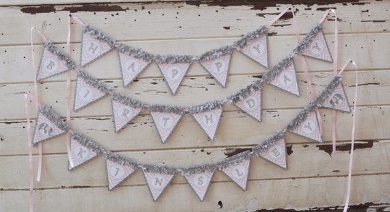 Girl Elephant Happy Birthday Pennant Wall Banner With Name, Toddler Baby Party Decor Decorations Il_570xn