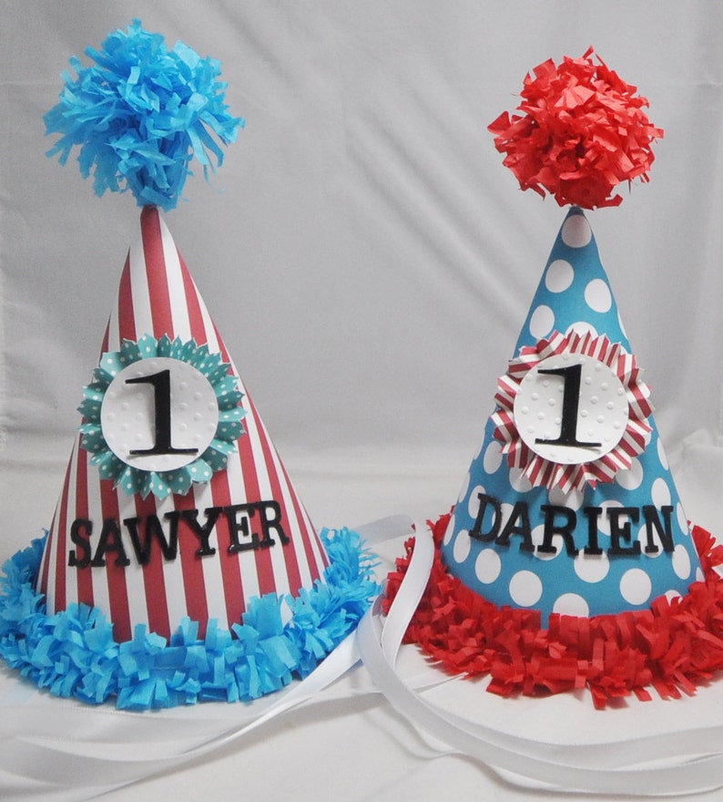 Thing 1 And Thing 2 Twin 1st Birthday Party Hats Etsy