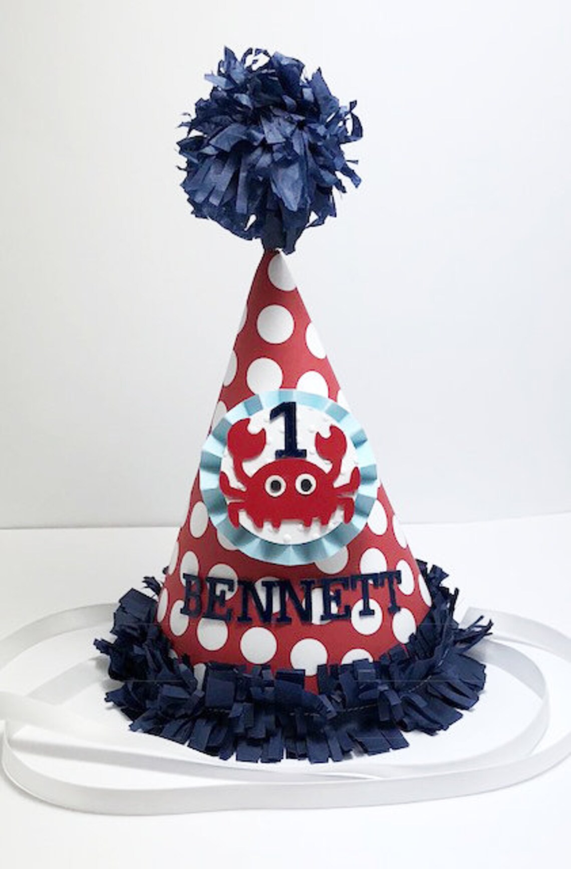 Crab Party Hat Personalized 1st First Birthday Toddler Baby Etsy