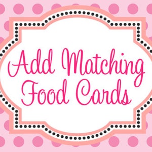 Food Cards, Place Cards, Food Tent Cards, Add On Item Only