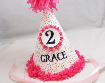 Kapelusz imprezowy Sprinkles Personalizowany, 1. Pierwsze urodziny dziewczynki, mała dziewczynka, rekwizyt do zdjęć Smash Cake