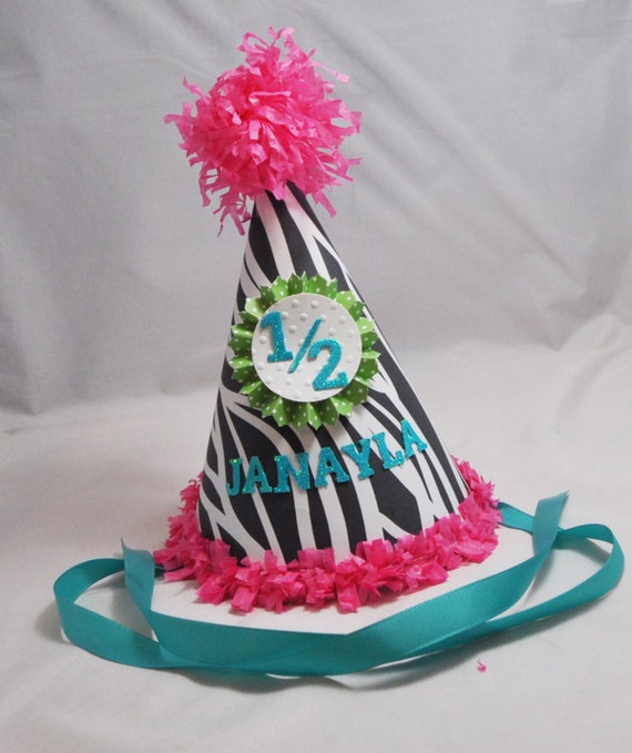 Zebra Party Hat Girl 1st Birthday Girl Personalized Party | Etsy