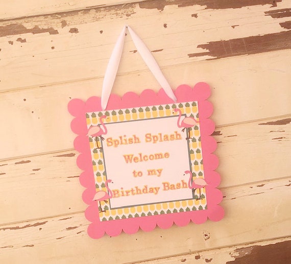 Personalized Flamingo Birthday Door Sign, Welcome Sign, Summer Girl Birthday Decor Decorations Il_570xn