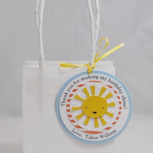 Boy Sun Personalized Thank You Favor Gift Tags, Set of 12,  Baby Toddler 1st First Birthday, You Are My Sunshine Party Decor