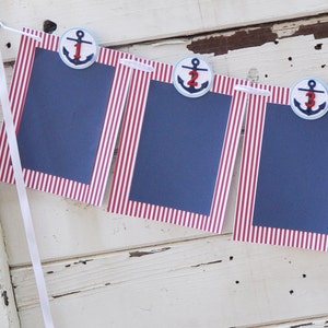 Nautical 12 Month Anchor Photo Banner, Baby Toddler Boy 1st First Birthday, Little Sailor Party Decor, Picture Memory Bunting Garland image 2