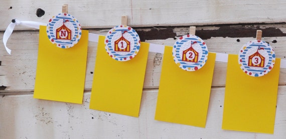Circus Tent Photo Clips, Set of 13, Boy or Girl 1st Birthday Party Decor, First Year Yearly Picture Memory Banner Il_570xn