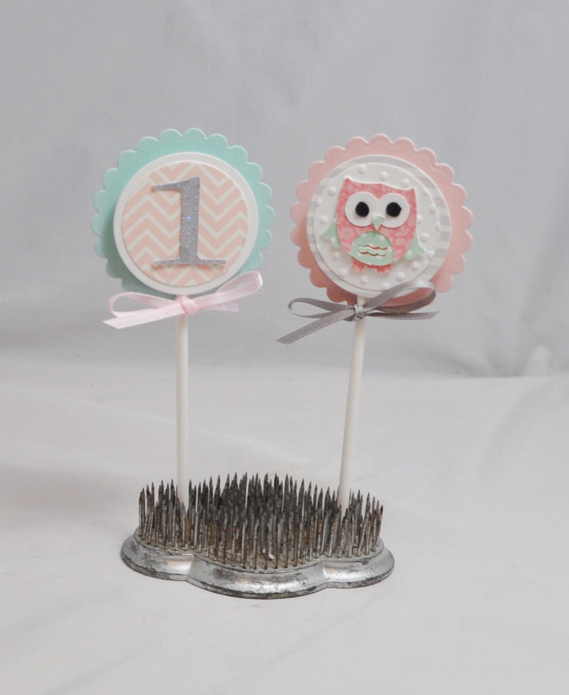 Girl Owl Cupcake Toppers Set of 12 1st First Baby Toddler Etsy