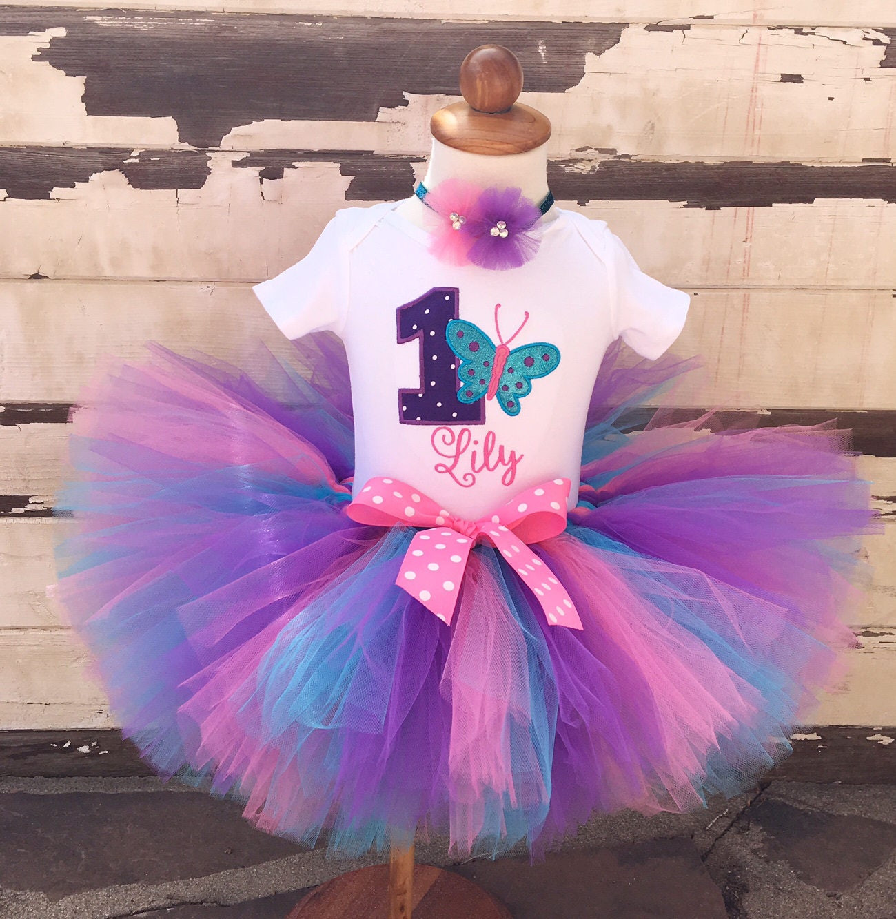 Traje de tutú de mariposa, conjunto de niña de fiesta de 1er