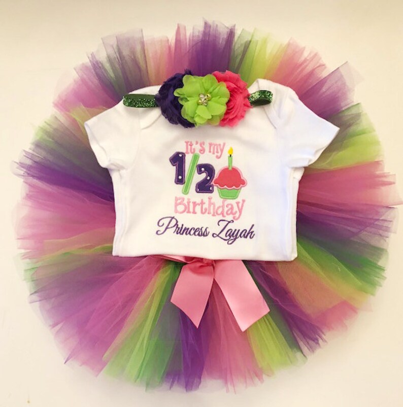 Half Birthday Tutu Tutu Outfit Half Birthday Girl 6 Month Birthday 6 Month Birthday Outfit Cupcake Tutu Set Half Birthday Outfit