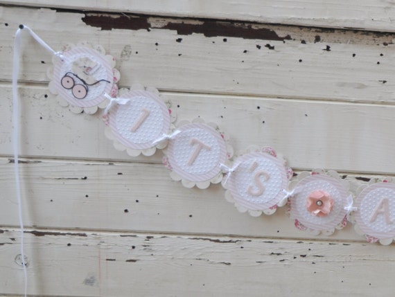 It's a Girl Floral Baby Shower Pram Banner Bunting, Gender Reveal Party Decor Decoration Il_570xn