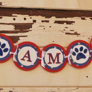 Boy Dog Birthday Banner Bunting, Puppy Paw Party Decor Decoration, Pet Supplies