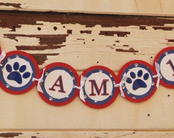 Boy Dog Birthday Banner Bunting, Puppy Paw Party Decor Decoration, Pet Supplies
