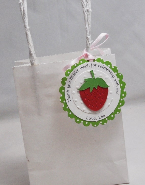 Strawberry Personalized Thank You Favor Gift Bag Tags, Set of 12, 1st First Birthday Baby Toddler Girl Party Decor Decorations Il_570xn