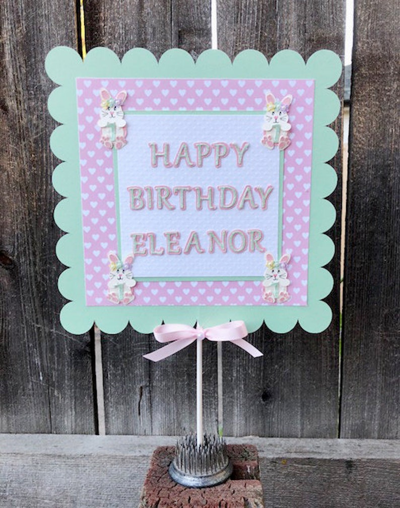 Bunny Party Hat Personalized, 1st First Birthday Baby Toddler Girl Smash Cake Photo Prop image 4
