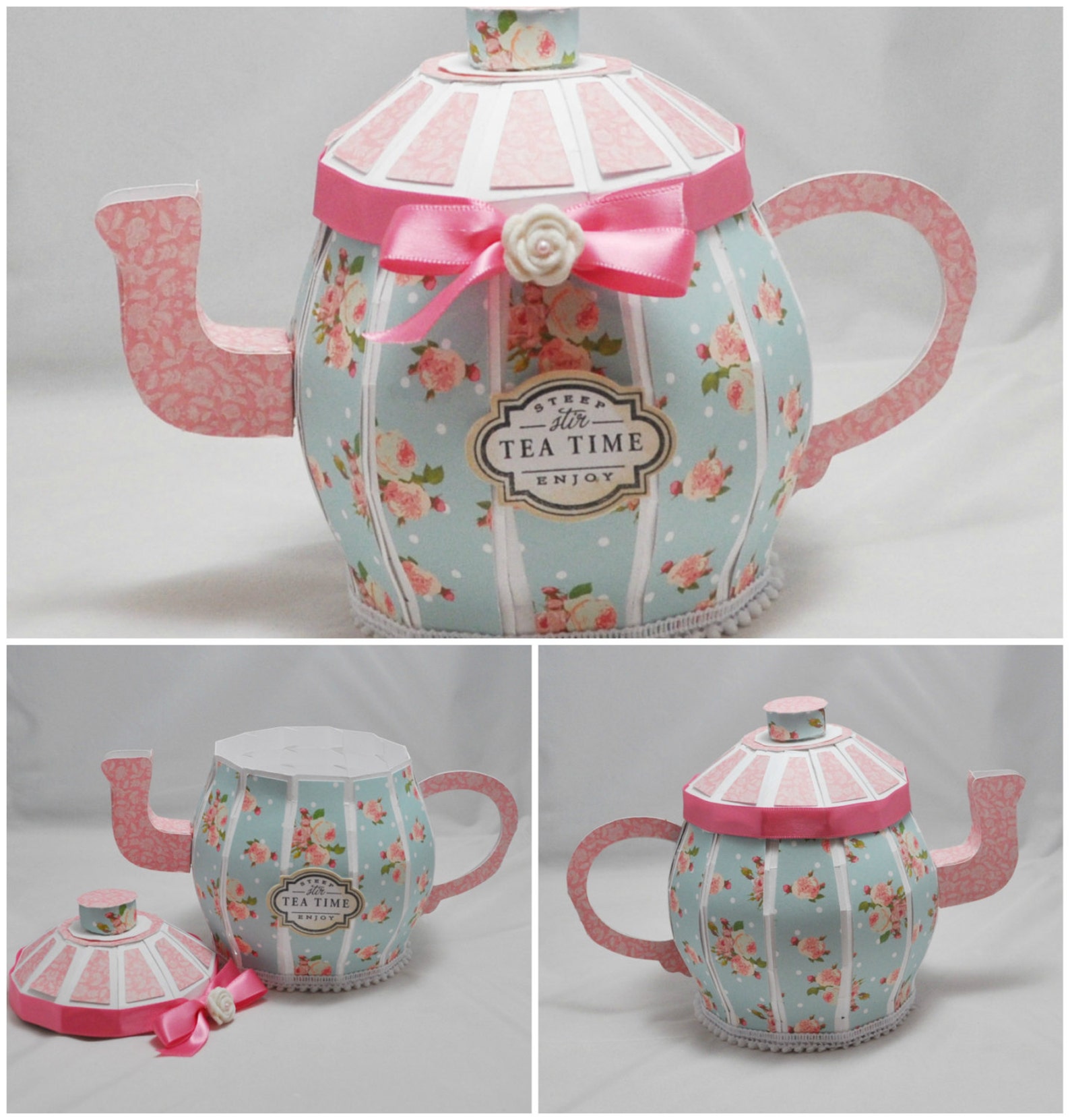 Personalized Floral Teapot Box Centerpiece Tea Party Birthday Etsy