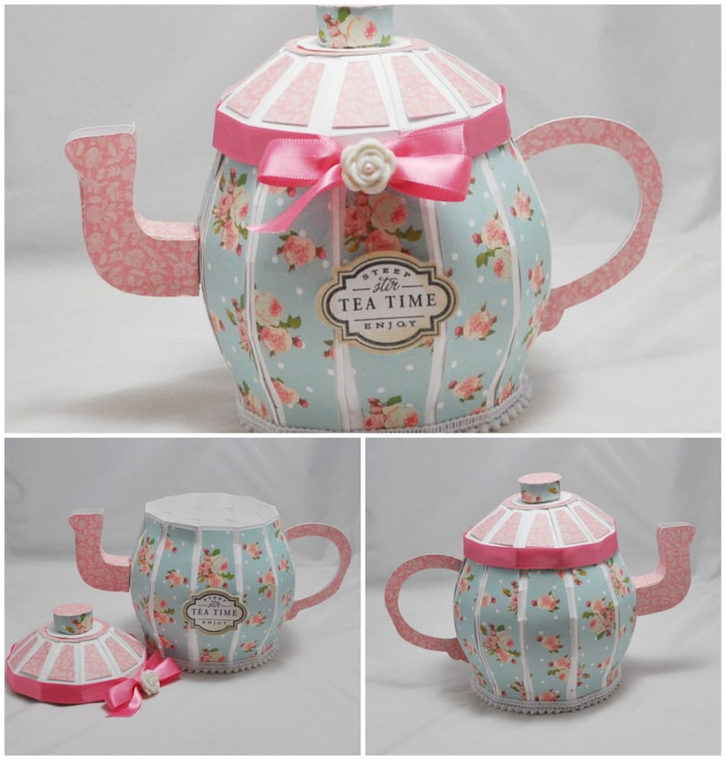 Personalized Floral Teapot Box Centerpiece Tea Party Birthday Etsy