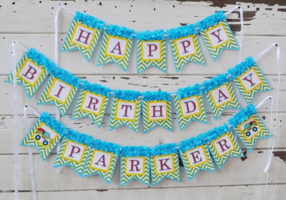 Truck Happy Birthday Wall Banner with Name, Loads Of Love, Boy 1st First Birthday Construction Party Decor Dump Truck Il_570xn