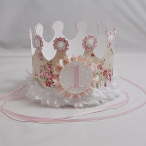 Cream Floral Crown, 1st First Birthday Baby Toddler Girl Hat, Garden Party, Smash Cake Photo Prop