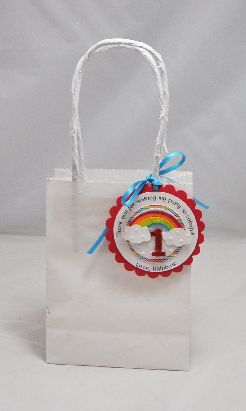 Rainbow Thank You Favor Gift Bag Tags Personalized Set of 12 Etsy