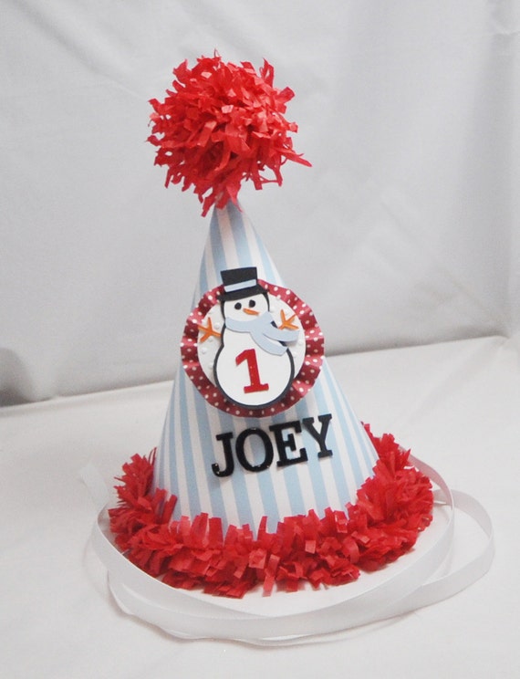 Snowman Party Hat Personalized, 1st First Winter Birthday Baby Toddler Boy Or Girl, Smash Cake Photo Prop Il_570xn