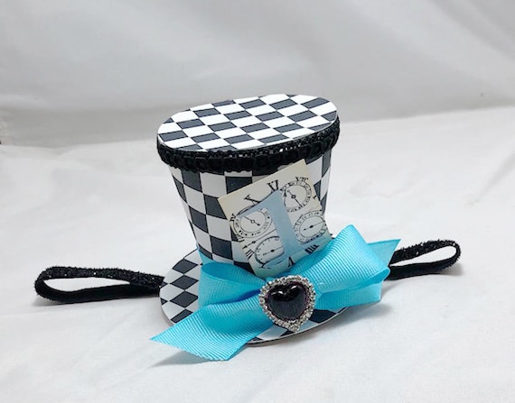 Alice in Wonderland Inspired Mini Top Hat Headband Steampunk Fascinator, Mad Hatter Tea Party Il_570xn