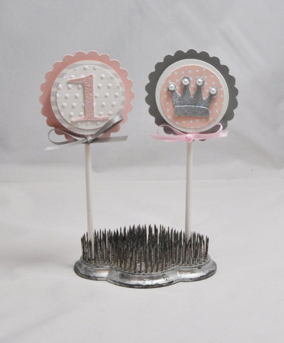 Princess Crown Cupcake Toppers, Set of 12, Baby Toddler Girl 1st Birthday Party Decor Decorations Il_570xn