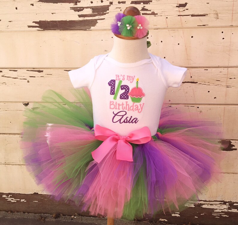 Half Birthday Tutu Tutu Outfit Half Birthday Girl 6 Month Birthday 6 Month Birthday Outfit Cupcake Tutu Set Half Birthday Outfit
