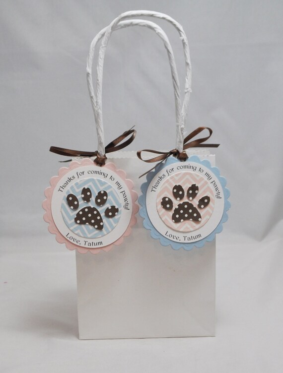 Puppy Paws Thank you Personalized Favor Gift Tags, Set of 12, Girl Or Boy Custom Party Decor Decorations Il_570xn