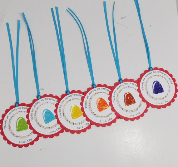 Personalized Candyland Thank You Favor Bag Tags, Set of 12, Candy Land Birthday Party Decor Il_570xn