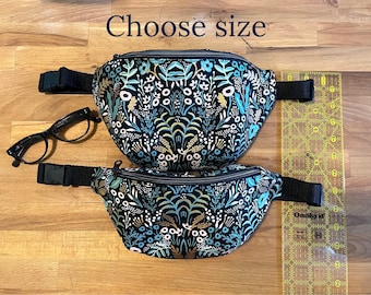 Rifle Paper Co Floral Fanny with back pocket, Canvas Fabric Fanny Pack, Hip Bag, Small Fanny Bag, Lined Fanny, Tapestry