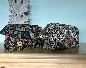 Floral Make Up Bag, Fabric Toiletry Bag, Wire Frame Pouch, Boxy Cosmetic Case, Rifle Paper Fabric Case, Zipper, Travel, Gift for her