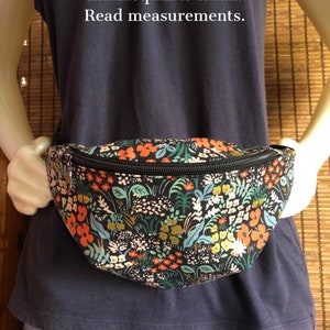Rifle Paper Co Floral Fabric Fanny with back pocket, Canvas Fabric Fanny Pack, Hip Bag, Small Fanny Bag, Lined Fanny, Women Fanny, Meadow image 7