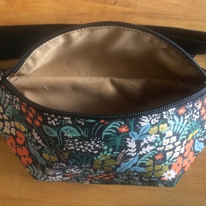 Rifle Paper Co Floral Fabric Fanny with back pocket, Canvas Fabric Fanny Pack, Hip Bag, Small Fanny Bag, Lined Fanny, Women Fanny, Meadow image 8