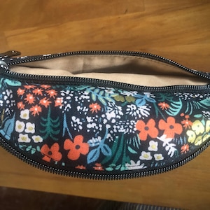 Rifle Paper Co Floral Fabric Fanny with back pocket, Canvas Fabric Fanny Pack, Hip Bag, Small Fanny Bag, Lined Fanny, Women Fanny, Meadow image 4
