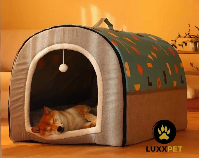 Cozy Dog Den | Cat Cave | Soft Orthopaedic Covered Dog or Cat House | Warm Pet Igloo | Ideal for Older Cats and Dogs |