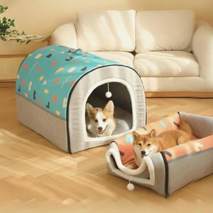 Cozy Dog Den Cat Cave Soft Orthopaedic Covered Dog or Cat House Warm Pet Igloo Ideal for Older Cats and Dogs image 2