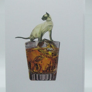 Chat siamois sur shot de whisky Carte de vœux