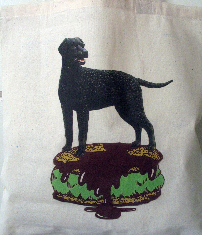 Black Dog on Mint Ice Cream Sandwich Tote Bag-Birthday-Housewarming-Mother/'sDay-Shower