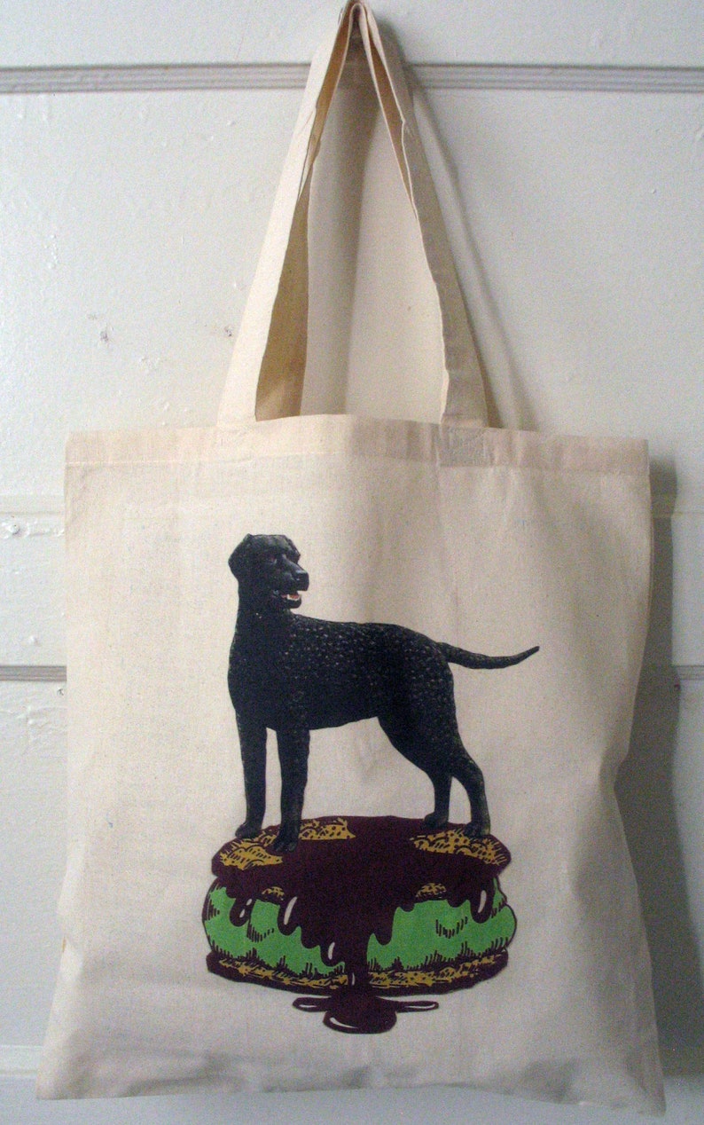 Black Dog on Mint Ice Cream Sandwich Tote Bag-Birthday-Housewarming-Mother/'sDay-Shower