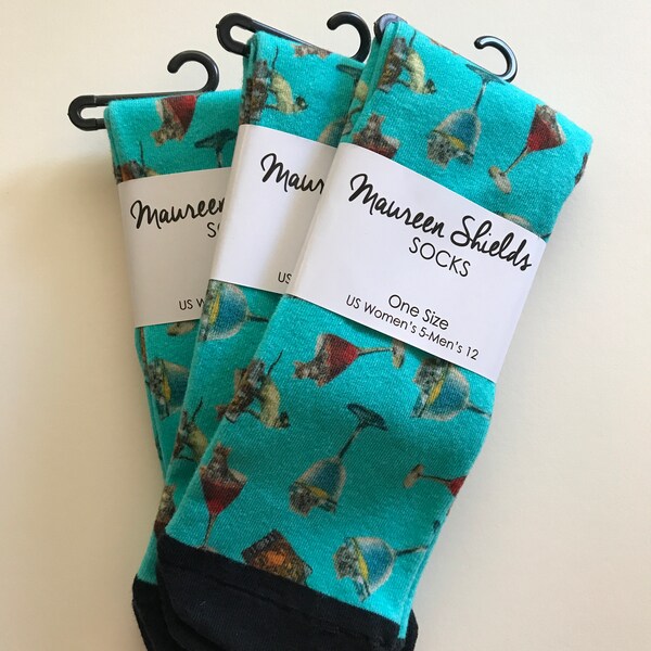SALE-Cats on Cocktails Socks-Women's 5-Men's 12-Housewarming-Birthday-Shower-Holiday Gift