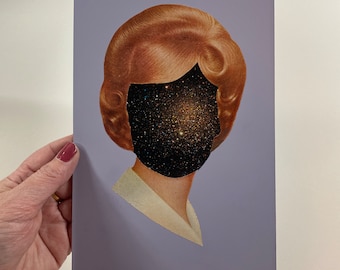 Space Face Lady Collage-Original Art-Father's/Mother's Day-Housewarming Gift-Wedding Gift-Birthday