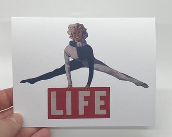 Lady Jumping On Life Grußkarte-Blanko innen