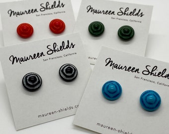 Pair of Vintage Glass Stud Earrings-4 Colors Available-Stocking Stuffer-Mother's Day-Birthday Gift