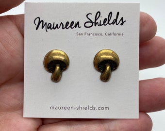 Mushroom Antique Brass Stud Earrings-Birthday Gift-Mother' Day