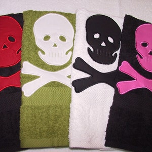 Skull and Crossbone Soft Hand Towel/many colors/handmade/great gift idea