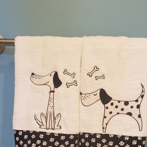 Adorable cartoon dog hand towels, gift ideas, unique designed white hand towels
